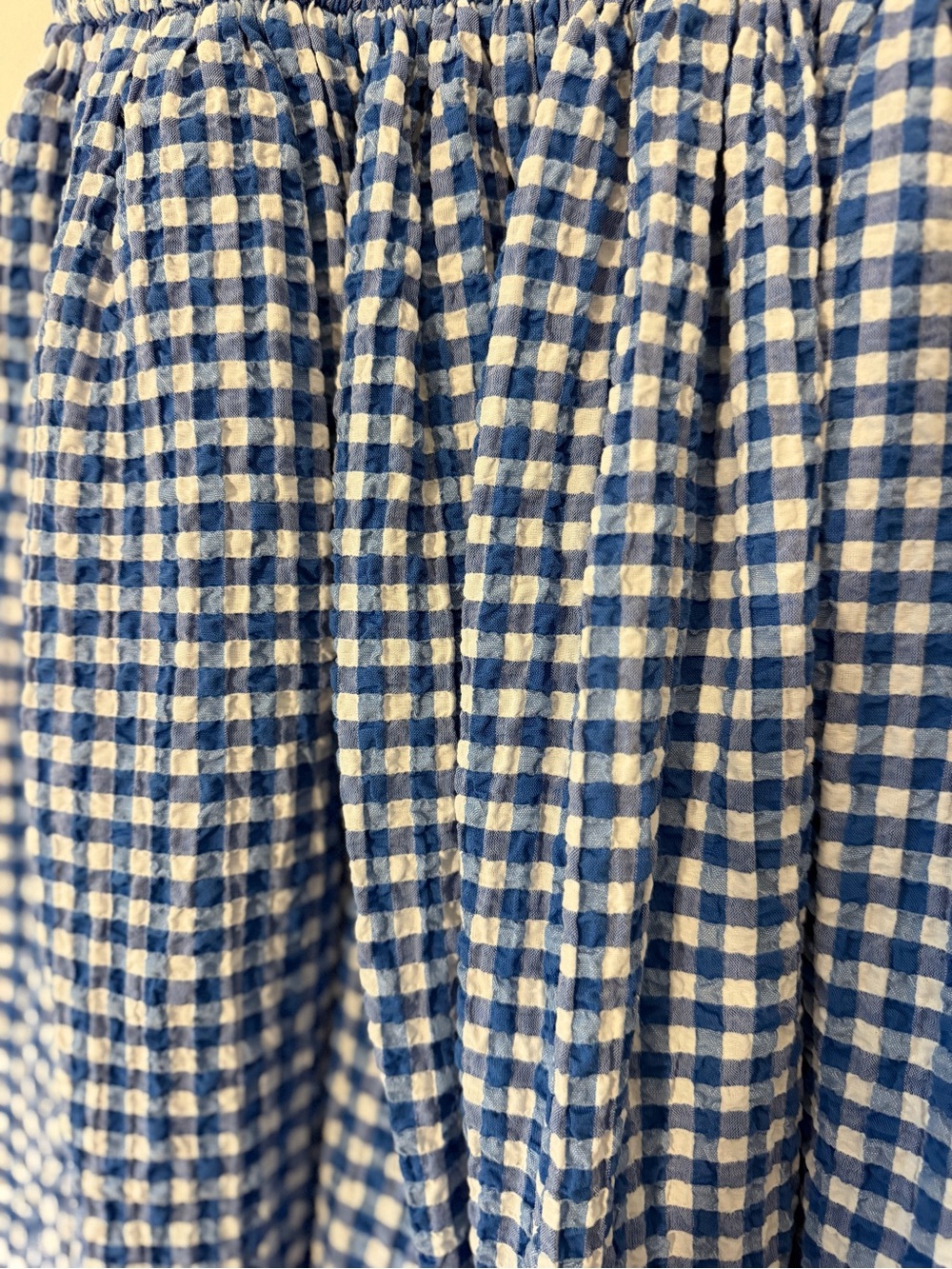 Anthropologie Maeve Blue Gingham Strapless Midi Dress - Picture 3 of 7